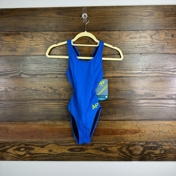 MP Michael Phelps Women Solid Comp Back One Piece Swimsuit Size 28 - Picture 2 of 4
